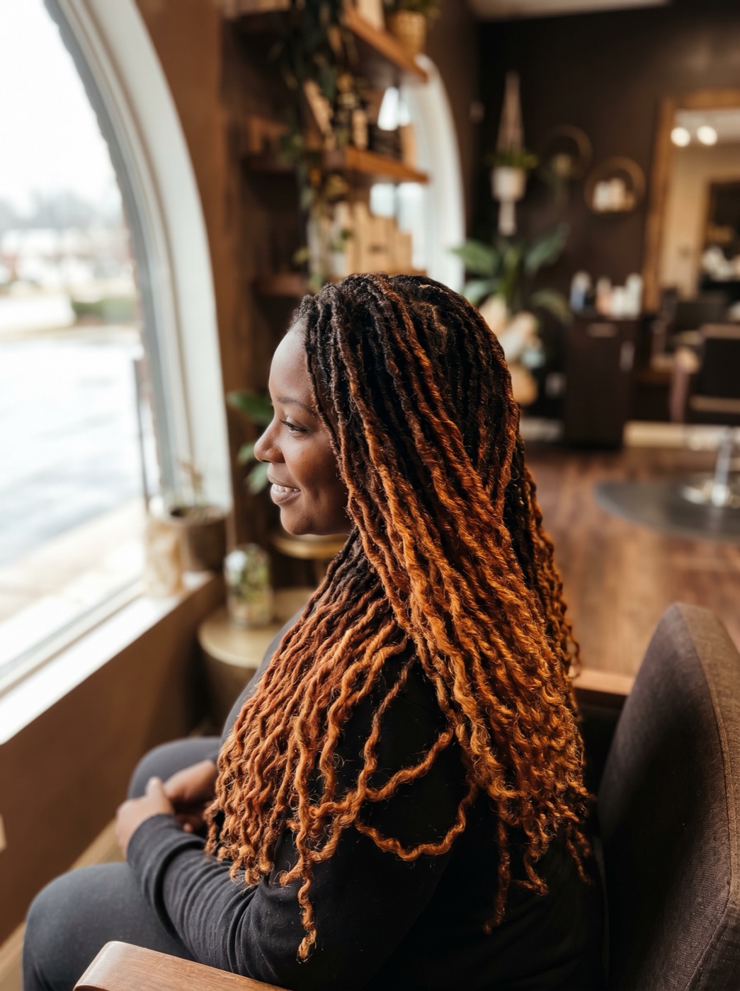 Rich ombre colored locs showcased at DreamLocs Nashville
